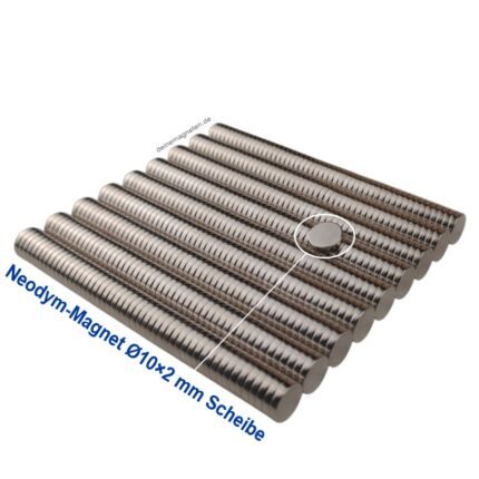 Neodym-Magnet Ø10×2 mm N52 / Supermagnet / Rundmagnet