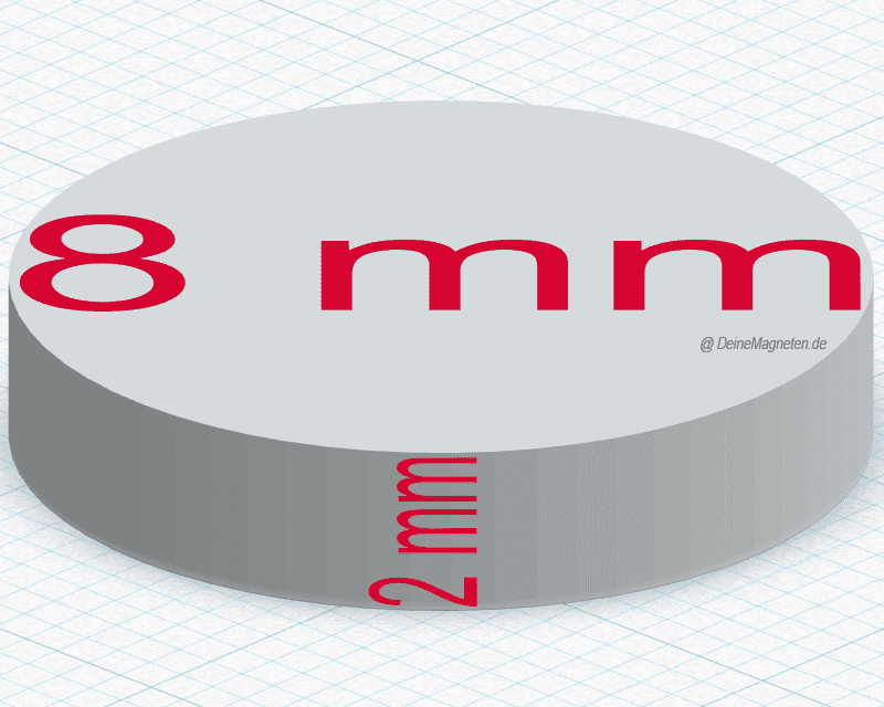 Runder magnet in 8mm Durchmesser und 2 mm Dicke
