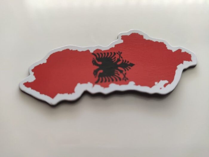 Kühlschrankmagnet Albanien – Magnet für Kühlschrank mit albanische Flagge / Fahne / Wappen und Landkarte