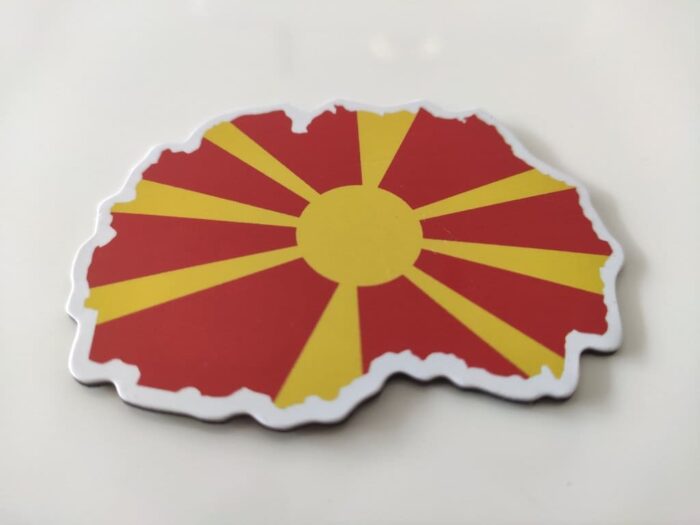 Kühlschrankmagnet Mazedonien – Magnet für Kühlschrank mit mazedonische Flagge / Fahne und Landkarte