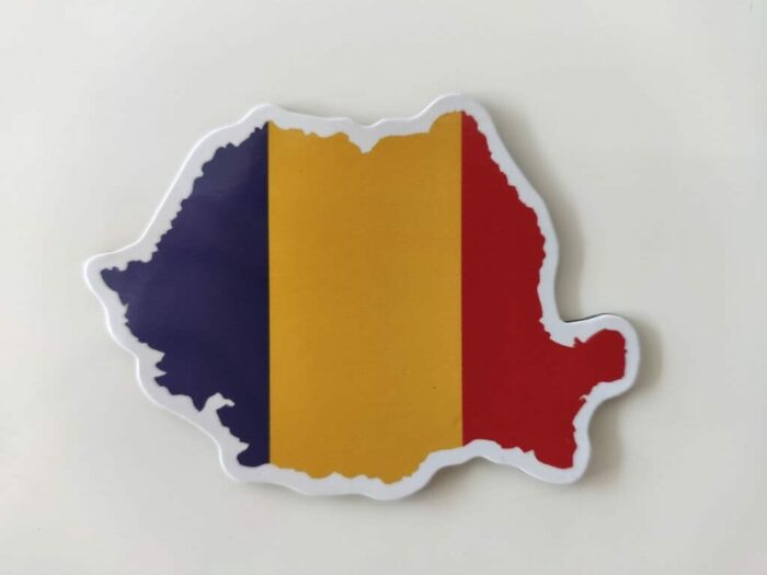 Kühlschrankmagnet Rumänien – Magnet für Kühlschrank mit rumänische Flagge / Fahne und Landkarte