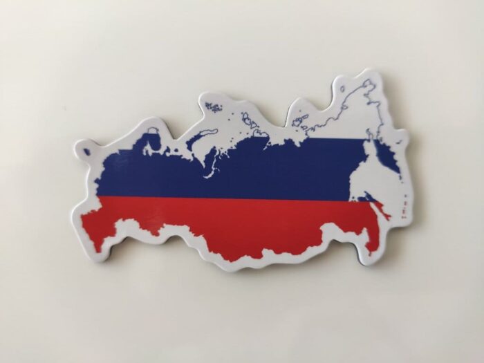 Kühlschrankmagnet Russland – Magnet für Kühlschrank mit russische Flagge / Fahne und Landkarte