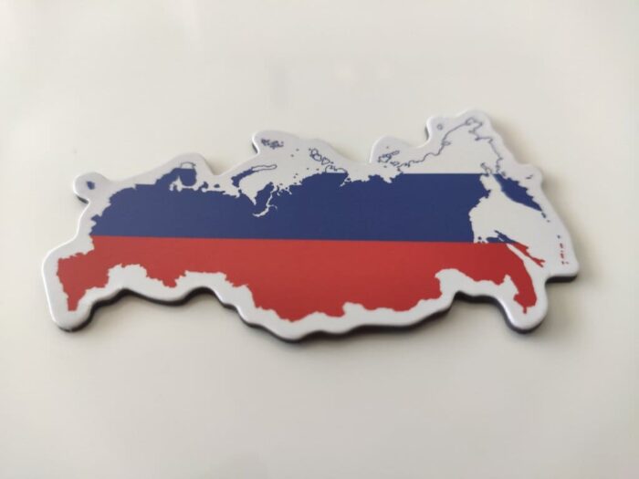 Kühlschrankmagnet Russland – Magnet für Kühlschrank mit russische Flagge / Fahne und Landkarte