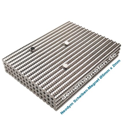 Neodym Magnet Ø5×2mm Scheibe | N52, Nickel