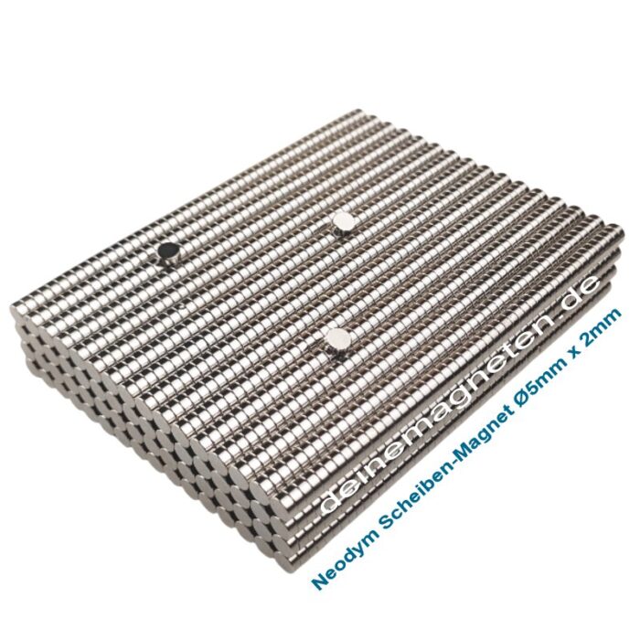 Neodym Magnet Ø5×2mm Scheibe | N52, Nickel