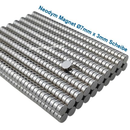 Neodym Ø7×3mm N52 Scheibenmagnet / Mini NdFeB Supermagnet