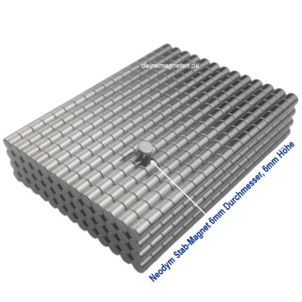 Neodym 6x6mm Stab-Magnet in N35-Qualität - Supermagnet mit NiCuNi-Beschichtung