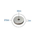 Neodym Ringmagnet Ø15x3mm mit Ø3mm Loch - Supermagnet N35-Güte