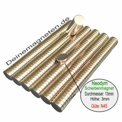 Neodym Scheibenmagnet 13x3mm Rund/Scheibe, NdFeB, N45-Stark