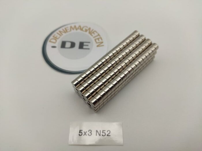 Neodym Ø5×3mm Rundmagnete | N52-Scheibenmagnet - exzellente Zugkraft
