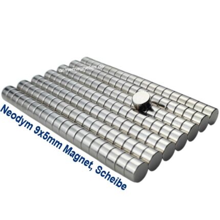 Rundmagnet 9x5mm NdFeB Neodym - Scheibenmagnet mit sehr starke N52-Güte