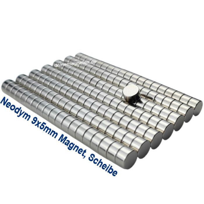 Rundmagnet 9x5mm NdFeB Neodym - Scheibenmagnet mit sehr starke N52-Güte