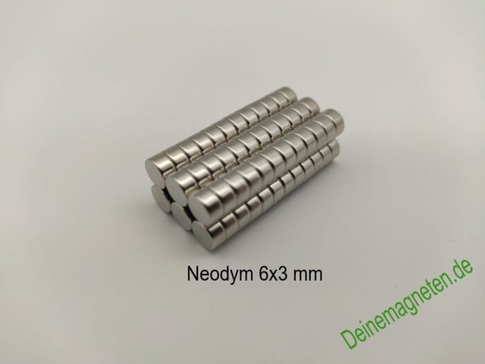 N52-Neodym Rundmagnet Ø6x3 mm NdFeB Supermagnet Scheibenmagnete