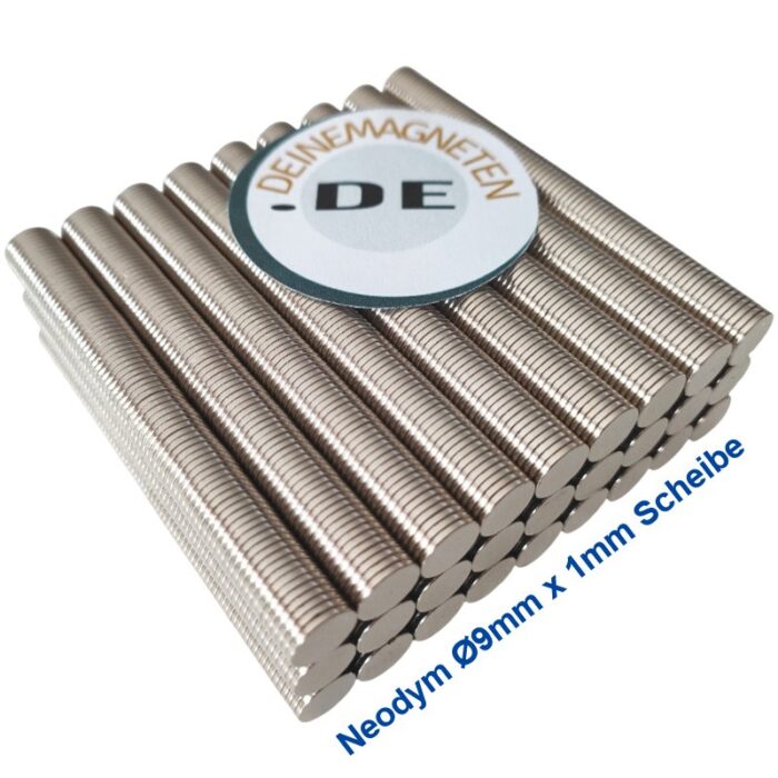 Neodym Magnet Ø9x1mm Scheibe | Rund, N35, NdFeB, Nickel