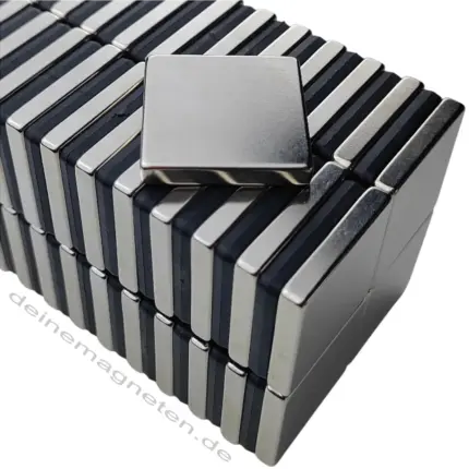 Neodym Magnet 30x30x5mm Quader N45, Block, Vernickelt, max °80