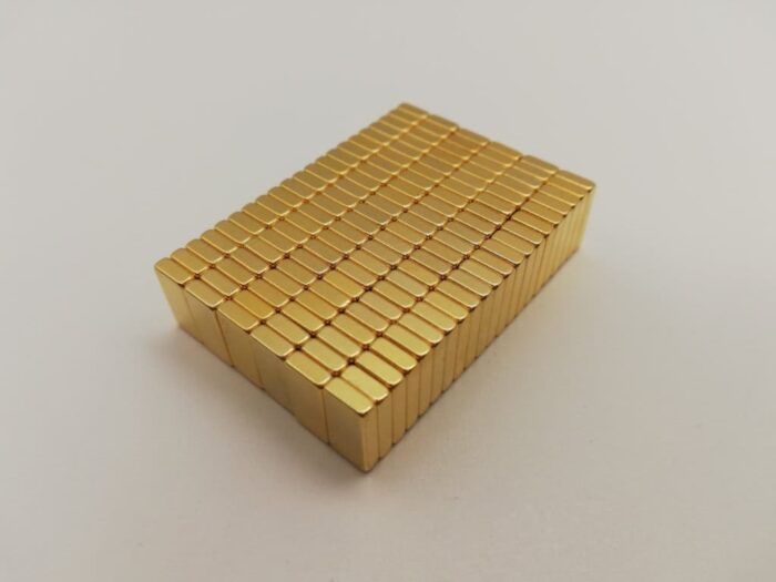 Quader Mini-Magnete 10x5x2mm, Starke Blockmagnete im N50-Format, vergoldet