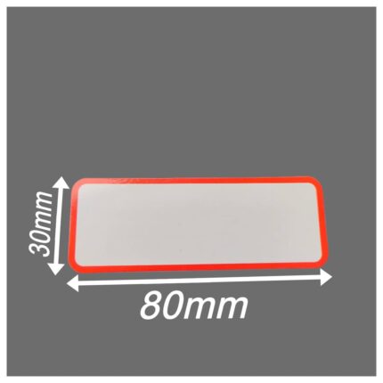 Magnetisches Etikett 80x30mm in Weiß (Umrandung Rot) und abgerundeten Ecken, Lagerschild beschreibbar