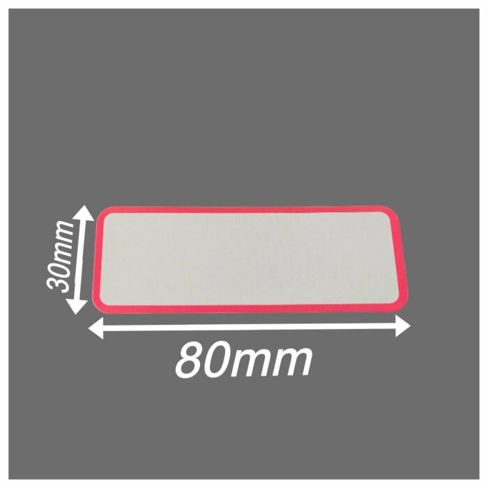 Magnetisches Etikett 80x30mm Weiß (Umrandung Rosa) und abgerundeten Ecken, Lagerschild beschreibbar