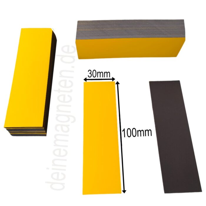 Magnetschilder 100x30mm (Länge x Breite) Gelbe Ausführung, Magnetstreifen