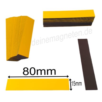 Magnetschild 80x15mm Gelb für Regal-Kennzeichnung, Magnetstreifen, Lagerschild