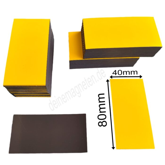 Magnetschild / Lagerschild 80x40mm Gelb, Magnetstreifen, Etikett magnetisch