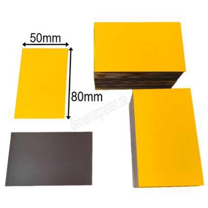 Magnetschilder 80x50mm Gelb, Etiketten magnetisch, Magnetstreifen