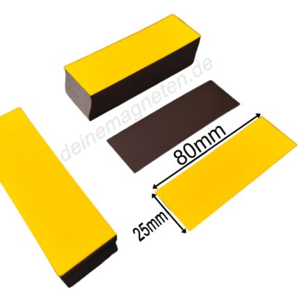 Magnetschild 80x25mm Gelb, Lagerschild, Magnetstreifen, beschreibbar