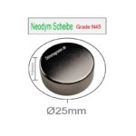 Neodym Scheibe 25x10mm N45-Magnetisierung, NdFeB Dauermagnet Rund