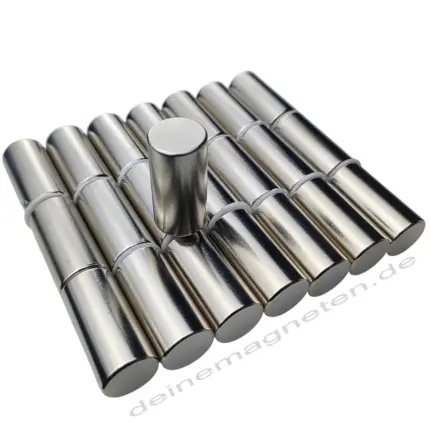 Neodym 15x30mm N45 Stab Magnet, Rund, Vernickelt, max °80