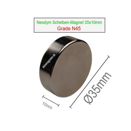 Neodym Scheibe 35x10mm N45 Starkmagnet, Supermagnet Rund NdFeB NiCuNi