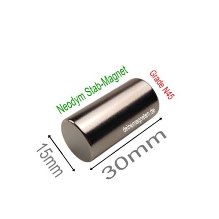 Neodym 15x30mm N45 Stab Magnet, NdFeB Permanent-Magnet Rund