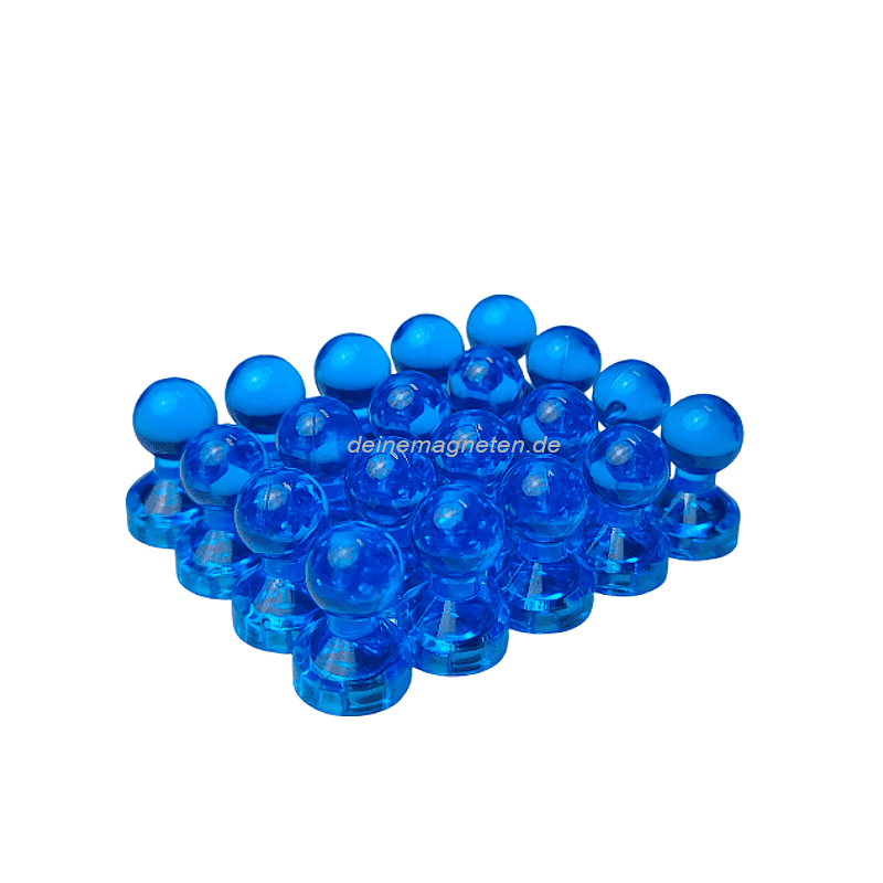 20x Kegelmagnet 11mm x 17mm mit Neodym-Magnet-Kern, Blau-Transparent