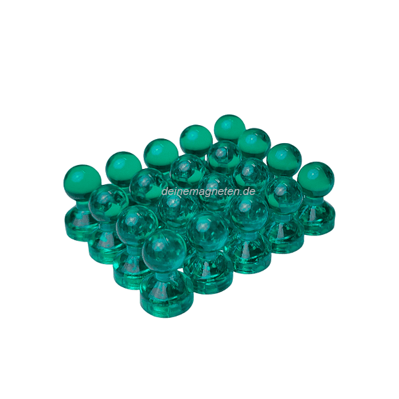 20x Kegelmagnet 11mm x 17mm mit Neodym-Magnet-Kern, Grün-Transparent
