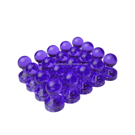 20x Kegelmagnet 11mm x 17mm mit Neodym-Magnet-Kern, Lila-Transparent