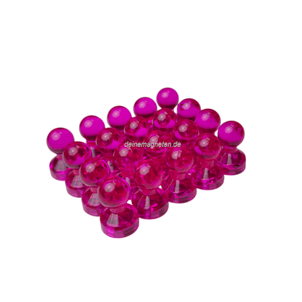 20x Kegelmagnet 11mm x 17mm mit Neodym-Magnet-Kern, Pink-Transparent