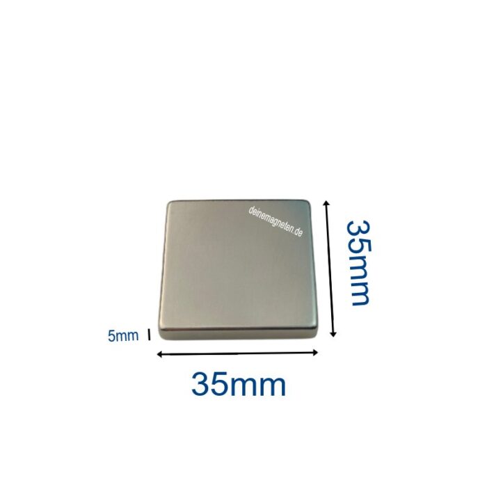 Neodym Magnet 35x35x5mm Quader, N45, Nickel