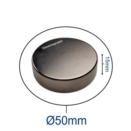 Neodym Magnet 50x15mm Scheibe, N45, Nickel