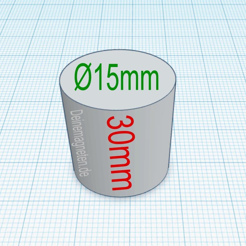 Neodym 15x30mm N45 Stab Magnet, NdFeB Permanent-Magnet Rund