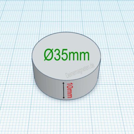 Neodym Scheibe 35x10mm N45 Starkmagnet, Supermagnet Rund NdFeB NiCuNi