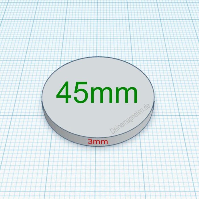 Neodym Magnet 45x3mm Scheibe N45, NdFeB Rundmagnet