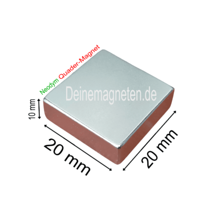 Neodym Quader 20x20x10mm Magnet N45, Blockmagnet, Eckig, Quadrat