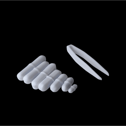 PTFE-Magnetrührstäbchen Set, Zylindrisch mit Mittelring – 8-teilig inkl. Pinzette