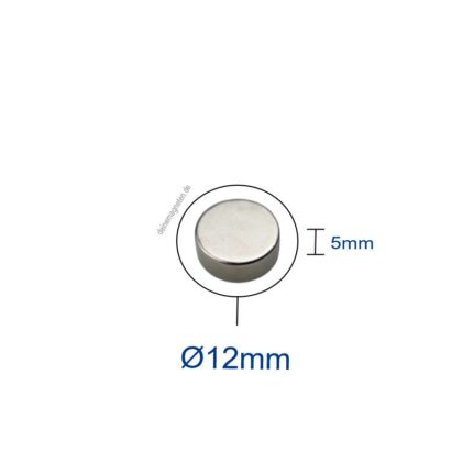 Neodym Magnet Ø12x5mm Scheibe, N45, Nickel