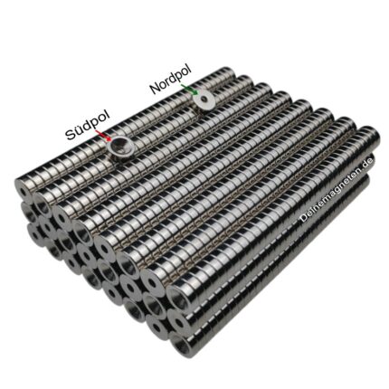 Neodym Ringmagnet 10x3x3mm N52 mit Bohrung/Loch und Senkung (Südpol)