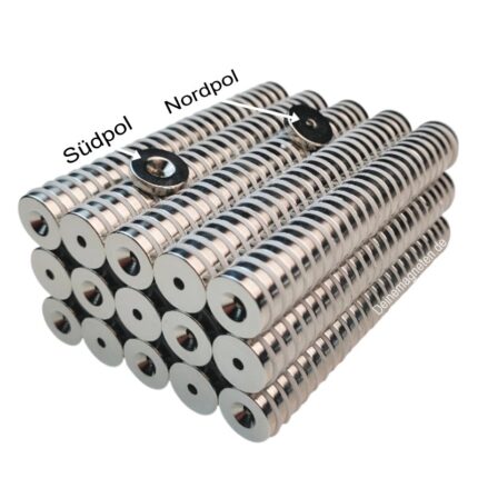 Neodym Ringmagnet 15x3x3mm N52 mit Bohrung/Loch und Senkung (Südpol)