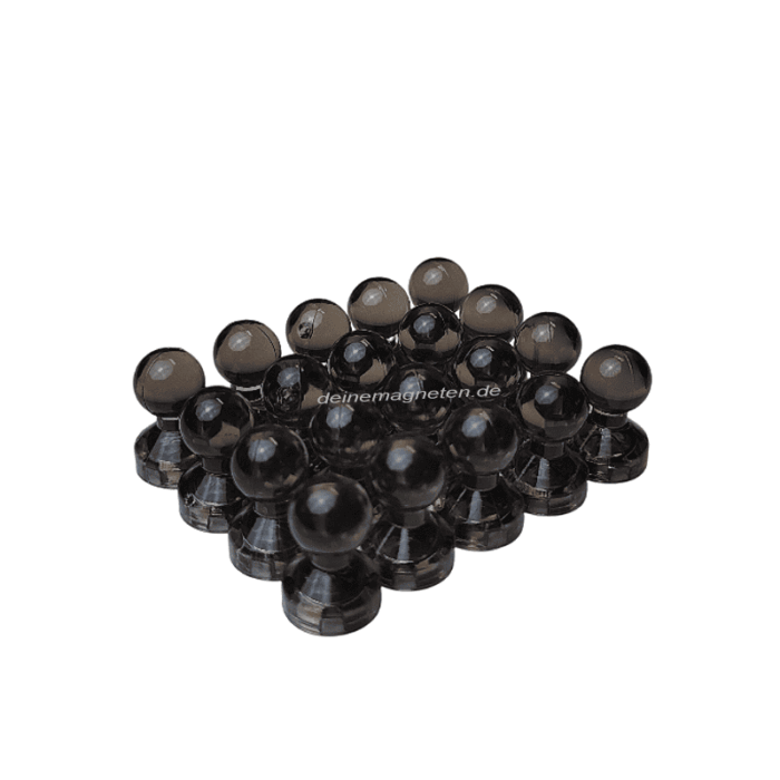 20x Kegelmagnet 11mm x 17mm mit Neodym-Magnet-Kern, Schwarz-Transparent