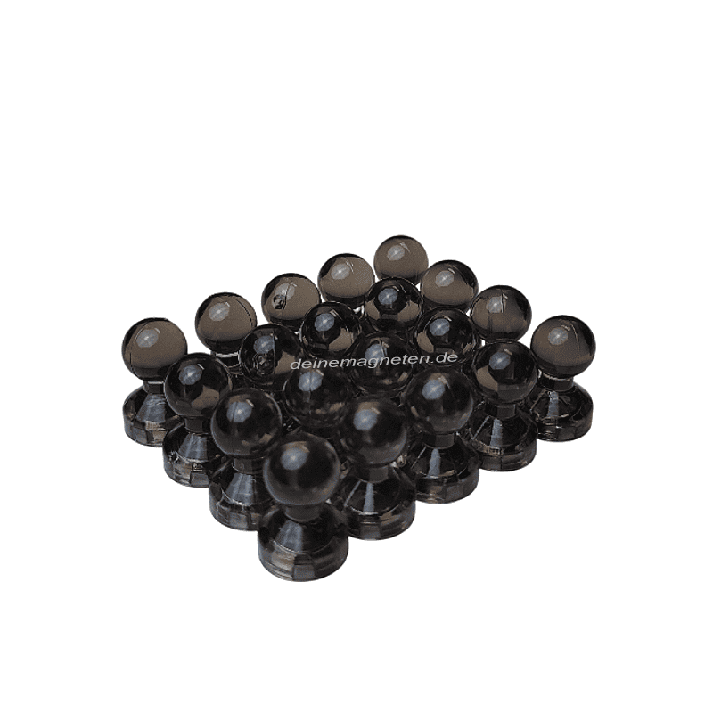 20x Kegelmagnet 11mm x 17mm mit Neodym-Magnet-Kern, Schwarz-Transparent