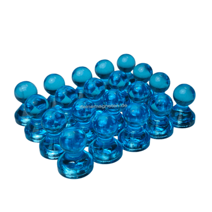 20x Kegelmagnet 15mm x 20mm mit Neodym-Magnet-Kern, Blau-Transparent