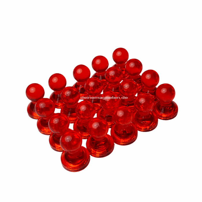 20x Kegelmagnet 15mm x 20mm mit Neodym-Magnet-Kern, Rot-Transparent