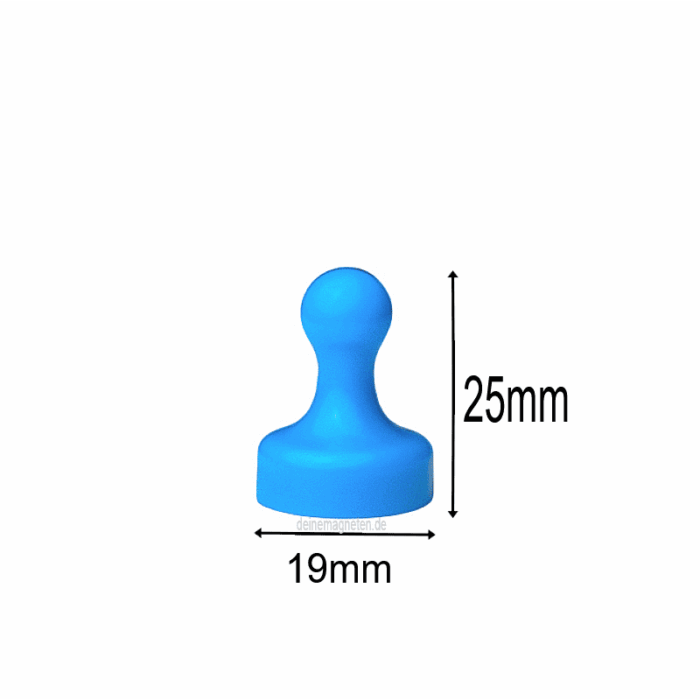 Kegelmagnet 19mm x 25mm mit Neodym-Magnet-Kern, Blau (10er Set)